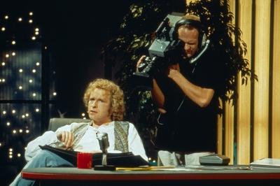 Der deutsche Moderator Thomas Gottschalk in seiner Talkshow Gottschalk Late Night Deutschland 1990-stock-foto