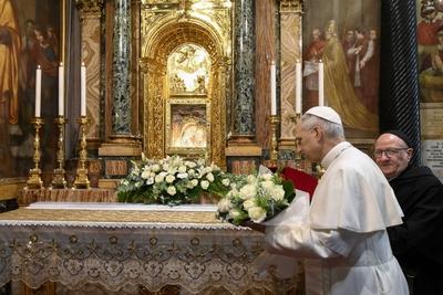 ITALY - POPE  LEO XIV VISIT TO THE SHRINE OF THE MOSTHER OF GOOD COUNSEL IN GENAZZANO , ITALY  - 2025/5/10-stock-photo