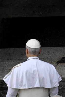 ITALY - REL - Italy, Rome,2025-05-11 Pope Leo XIV enters the Holy Office at the Vatican.-stock-photo