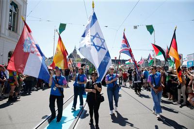 Opening Ceremony ESC  Fahnentraegerin  Israel-stock-photo