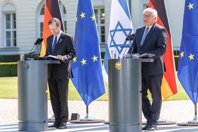 PK BP Steinmeier und Israels Praesident-stock-photo