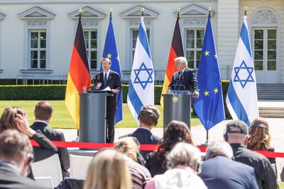 PK BP Steinmeier und Israels Praesident-stock-photo