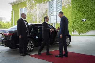 Bundeskanzler, Kanzleramt, Friedrich Merz, Pr?sident, Israel, Isaac Herzog-stock-foto