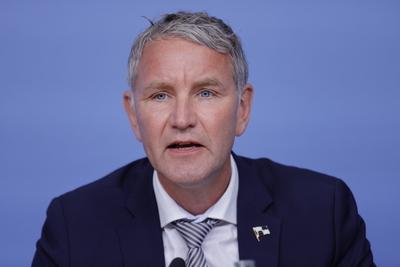 Bj?rn H?cke, Fraktions- und Landesvorsitzender AfD Th?ringen, Deutschland, Berlin, Pressekonferenz: AfD-Fraktion im Th?r-stock-foto