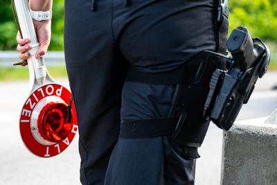 Grenzkontrollen Bundespolizei - Grenze zu Frankreich-stock-photo