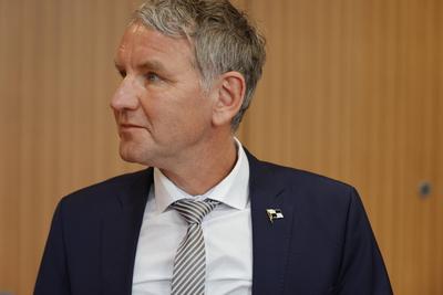 Bj?rn H?cke, Fraktions- und Landesvorsitzender AfD Th?ringen, Deutschland, Berlin, Pressekonferenz: AfD-Fraktion im Th?r-stock-foto