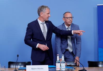 Bj?rn H?cke, Fraktions- und Landesvorsitzender AfD Th?ringen, J?rg Urban, Fraktions- und Landesvorsitzender der AfD Sach-stock-foto