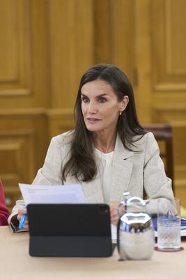Queen Letizia attends a working meeting at Zarzuela Palace-stock-foto