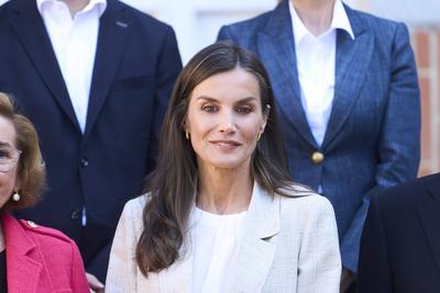 Queen Letizia attends a working meeting at Zarzuela Palace-stock-foto