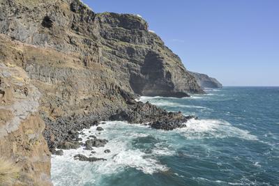 Atlantik, Wellen, Klippen, Westk?ste bei Playa del Jorado, La Palma, Spanien-stock-photo