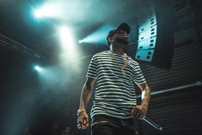 Tory Lanez The Canadian rapper and recording artist Tory Lanez performs a live concert at Amager Bio in Copenhagen. Denm-stock-photo