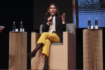 Panel on key challenges in the transition to a low-carbon circular future at the World Circular Economy Forum (WCEF) in Sao Paulo-stock-foto