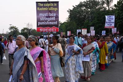Left Organizations Take Peace Rally Amid Conflict Between India And Pakistan-stock-foto