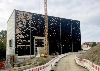 09 09 2018 xlakx Bauhaus Bauhaus Weimar emspor v l Blick auf das im Bau befindliche neue Bauha-stock-foto