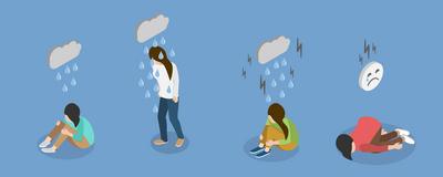 3D Isometric Flat Illustration der emotionalen psychischen St?rung, Psychotherapie und psychologische Unterst?tzung<br>Isometrische 3D-Flachillustration von emotionaler psychischer St?rung, Psychotherapie und psychologischer Unterst?tzung-stock-foto