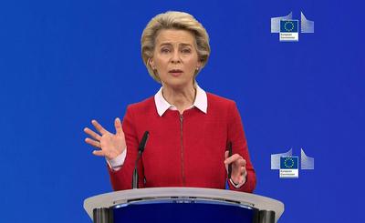 News Bilder des Tages Deutschland, Bruessel , 19.05.2021 PK-mit EU-Praesidentin Ursula von der Leyen zu Covid 19 Foto:-stock-photo