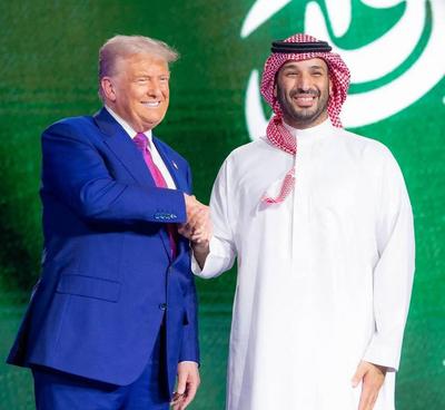 Saudi Crown Prince Mohammed bin Salman and US President Donald Trump participate in the Saudi-US Investment Forum in Riyadh, Saudi Arabia-stock-foto