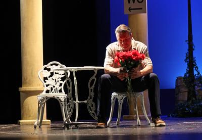 Hardy Krueger in Fisch sucht Fahrrad, Komoedie von Peter Quilter unter der Regie von Irene Christ im Schlosspark Theater-stock-foto