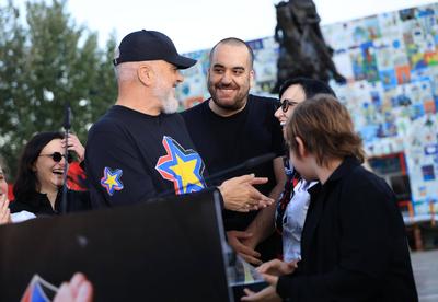 Albanian PM Edi Rama rally after Parliamentary Elections 2025, Tirana, Albania on May 14, 2025.-stock-foto