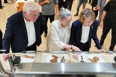 Be?eri, Israel, 14.05.2025: Reise des Bundespr?sidenten nach Israel: Frank-Walter Steinmeier in dem Kibbuz Be eri, wo es-stock-photo