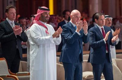 Saudi Crown Prince Mohammed bin Salman and US President Donald Trump participate in the Saudi-US Investment Forum in Riyadh, Saudi Arabia-stock-foto