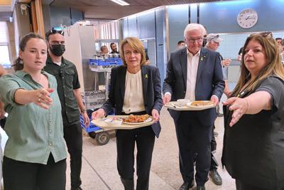 Be?eri, Israel, 14.05.2025: Reise des Bundespr?sidenten nach Israel: Frank-Walter Steinmeier in dem Kibbuz Be eri, wo es-stock-photo