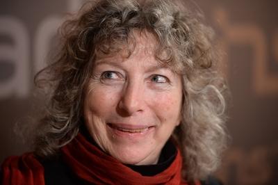 Regisseurin Elfi Mikesch beim RadioEins Berlinale Nighttalk am Rande der 64 Internationalen Filmfes-stock-foto