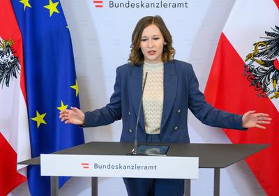 20250515 Kanzleramtsministerin bei einem Presspoint zu Schwerpunkten im Budget-stock-foto