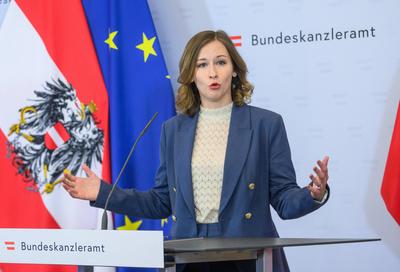 20250515 Kanzleramtsministerin bei einem Presspoint zu Schwerpunkten im Budget-stock-foto