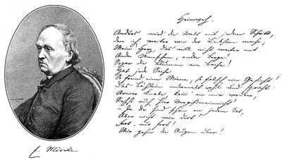 historical manuscript, 1828, and portrait of Eduard Friedrich Phillip Moerike, 1804-1875, German poet of the Swabian Sch-stock-foto