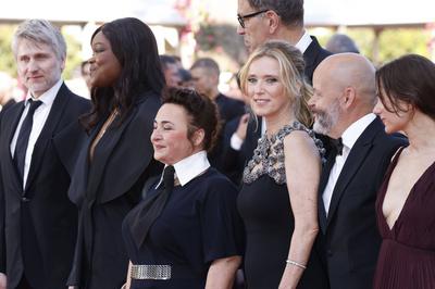 Stanislas Merhar, Guslagie Malanda, Sandra Colombo, Dominik Moll, Léa Drucker, Gilles Marchand, Mathilde Roehrich-stock-foto