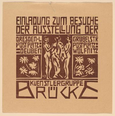Ernst Ludwig Kirchner, EinladungAusstellung der Kuenstlergruppe Bru??cke (Invitation to an Exhibition of the Artists Gro-stock-photo