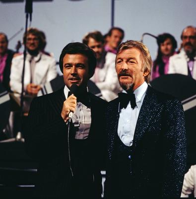 STARPARADE Starparade, ZDF Musiksendung, pr?sentiert von Rainer Holbe, mit dabei: James Last und sein Orchester, Deutsch-stock-foto