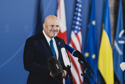Karim Khan, Cheafanlklaeger des Internationalen Strafgerichtshofs, aufgenommen im Rahmen des Treffens der G7 Justizmini-stock-foto