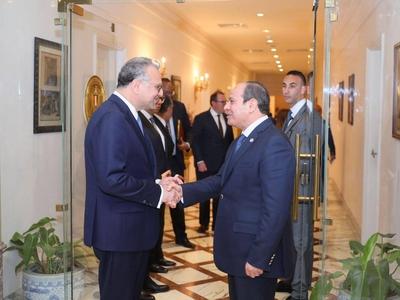 Egyptian President Abdel Fattah El-Sisi receives Mosaad Boulos, Senior Advisor to the US President for Arab, Middle Eastern and African Affairs-stock-photo