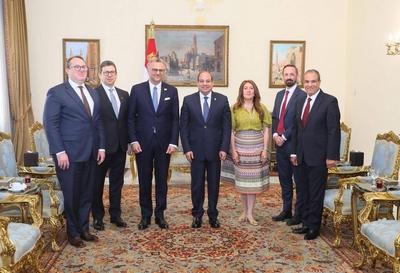 Egyptian President Abdel Fattah El-Sisi receives Mosaad Boulos, Senior Advisor to the US President for Arab, Middle Eastern and African Affairs-stock-photo