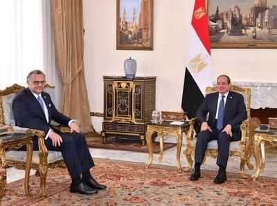 Egyptian President Abdel Fattah El-Sisi receives Mosaad Boulos, Senior Advisor to the US President for Arab, Middle Eastern and African Affairs-stock-photo