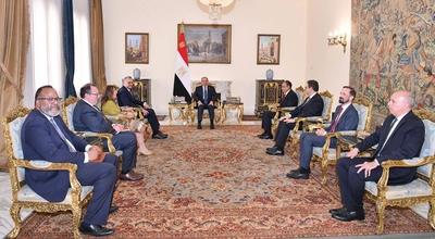 Egyptian President Abdel Fattah El-Sisi receives Mosaad Boulos, Senior Advisor to the US President for Arab, Middle Eastern and African Affairs-stock-photo