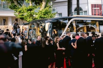 78eme Festival International du Film de Cannes. Mont?e des marches du film The Phoenician Theme. BAELEN-stock-photo