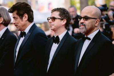 78eme Festival International du Film de Cannes. Mont?e des marches du film The Phoenician Theme. BAELEN-stock-foto