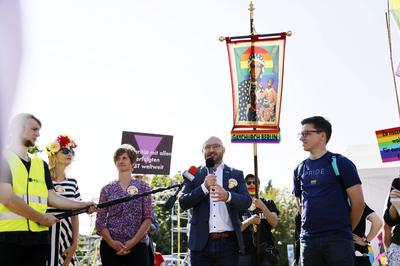 Rene Wilke bei der 2. Slubice-Frankfurt-Pride 2021 unter dem Motto Liebe ohne Grenzen . Slubice, 05.09.2021 *** Rene Wi-stock-foto