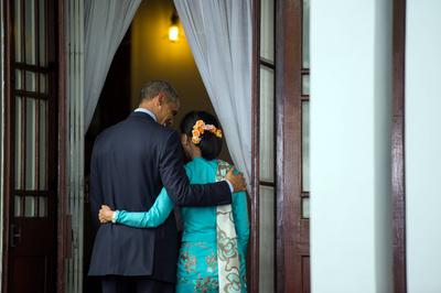 President Barack Obama meets with the Chairperson of the National League for Democracy and Member of Parliament Aung San-stock-foto