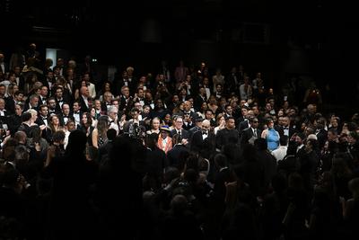 Exclusif: 78eme Festival International du Film de Cannes. Atmosphere a la fin de la projection du film Higest 2 Lowest-stock-photo