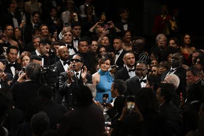 Exclusif: 78eme Festival International du Film de Cannes. Atmosphere a la fin de la projection du film Higest 2 Lowest-stock-photo