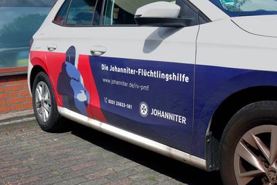 Fahrzeug der Johanniter-Fl?chtlingshilfe Fahrzeug der Johanniter-Fl?chtlingshilfe, 25.07.2024, Michendorf, Brandenburg,-stock-foto