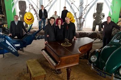 Foreground from left front Producer STEFAN ARNDT directors TOM TYKWER LANA WACHOWSKI ANDY WACHO-stock-photo