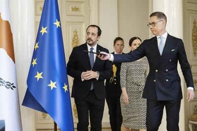 President of Cyprus visiting Finland-stock-foto