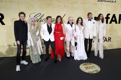 John Taylor, Gela Nash, Roger Taylor, Gisella Bernales, Nick Rhodes, Alexandra Stama, Simon Le Bon, Yasmin Le Bon-stock-foto