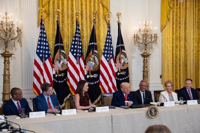 Trump participates in a MAHA Commission Event-stock-photo