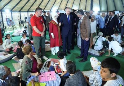 Turkish President Recep Tayyip Erdo?an visits the 7th Traditional Sports Cultural Festival-stock-foto